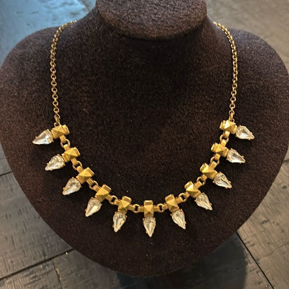 J. Crew Pear Teardrop Rhinestone Clear Rhinestones Statement Necklace​​